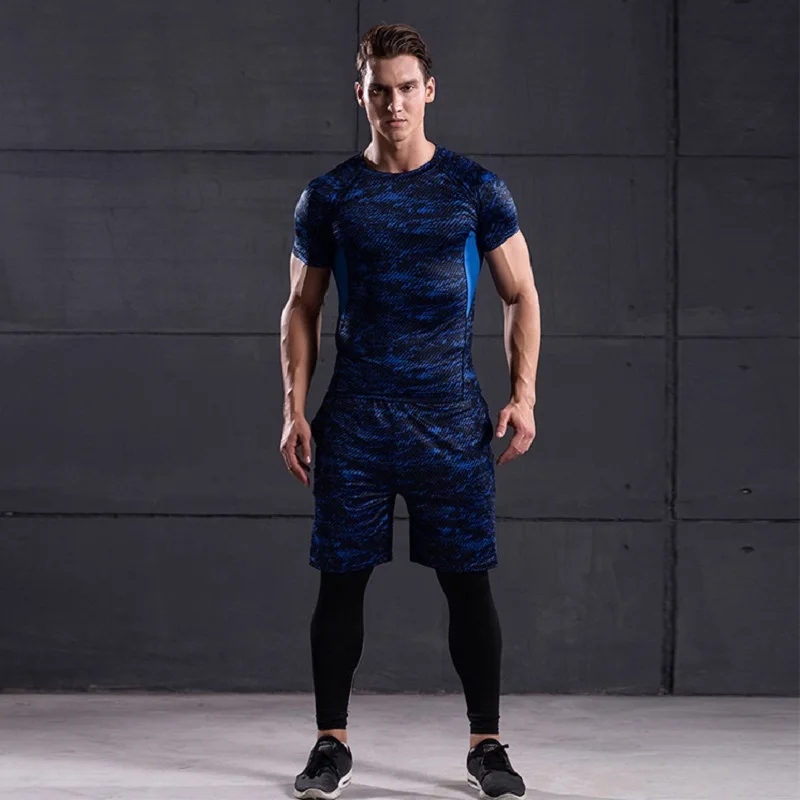 

3pcs Sports Suits Men's Gym Clothes Running Compression Tights Set Fitness Workout Jogging Suits Quick Dry Tracksuits