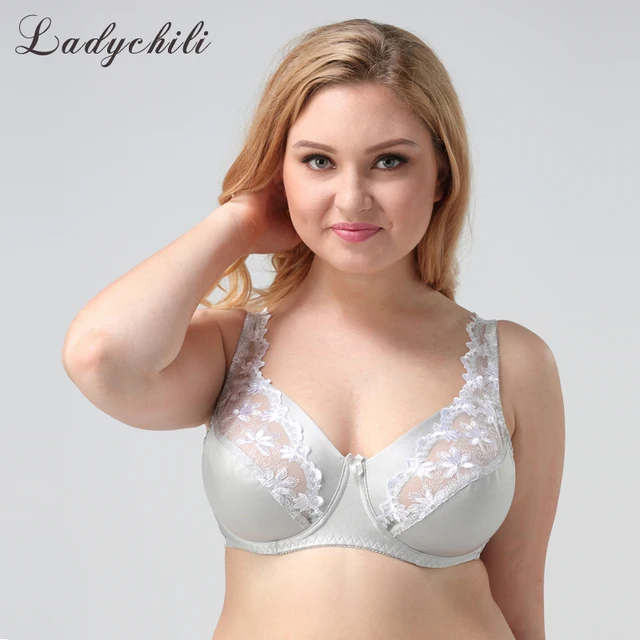 ladychili penuh cangkir besar payudara satin bra renda bordir bra tali lebar mendongkrak ladychili penuh cangkir besar payudara satin bra renda bordir bra tali lebar mendongkrak