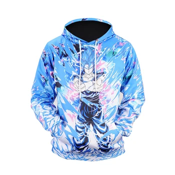 

Spring and autumn new hoodie blue Goku 3D printing hooded Wei clothes men cosplay costume anime unisex