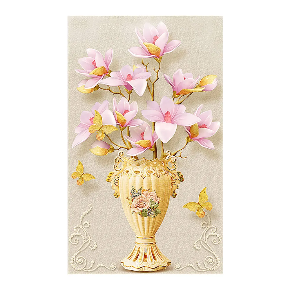 

Flower vase Vertical Moge Diamond Painting Full Round Magnolia New DIY Sticking Drill Cross Embroidery 5D simple Home Decoration