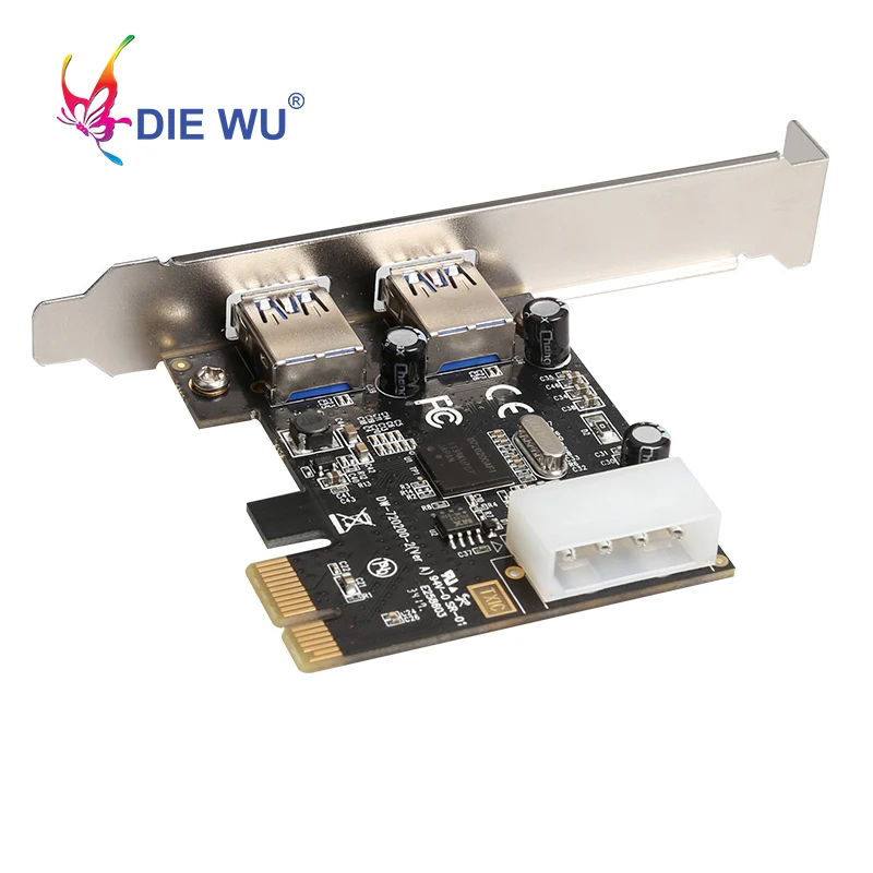 DIEWU PCI-E PCI express двойной порт USB 3,0 концентратор PCI Express карта расширения высокоскоростной адаптер с низкий кронштейн