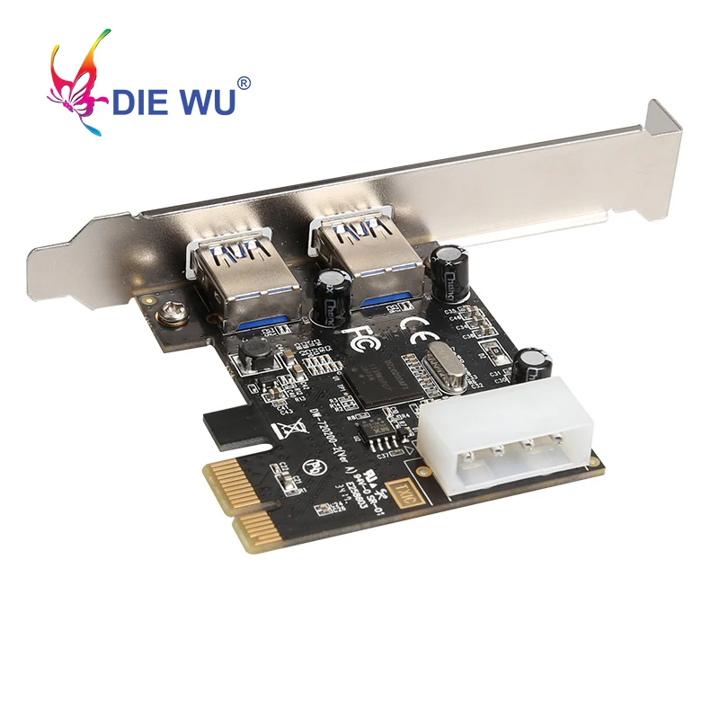 

DIEWU PCI-E PCI express Dual Port USB 3.0 HUB PCI Express Expansion Card Adapter High Speed with low profile bracket