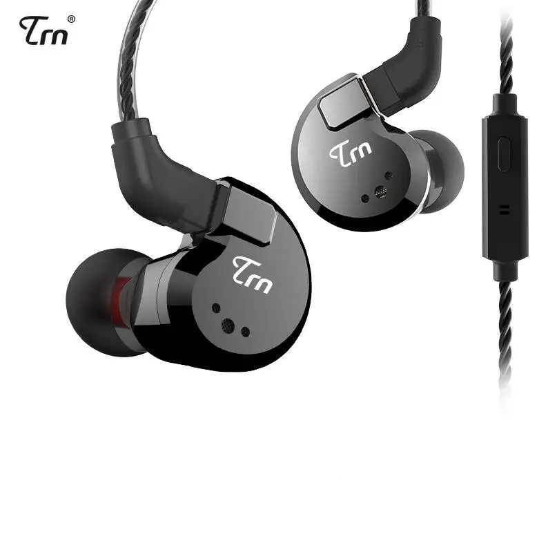 TRN V80 2BA с 2DD гибридные металлические наушники в ухо IEM HIFI DJ Monito спортивные наушники ушные наушники гарнитура 2Pin съемная - Цвет: Black with mic