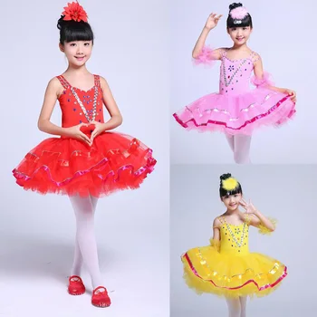 

Children's Swan Ballroom Ballet Costume dress Kids Ballet Dancewear Stage Professional Ballet Tutu dancing Dress For Girsl
