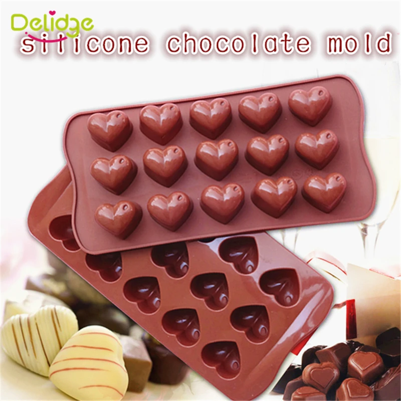 1 pc 15 Holes Heart Shape Chocolate Mold DIY Silicone Cake ...