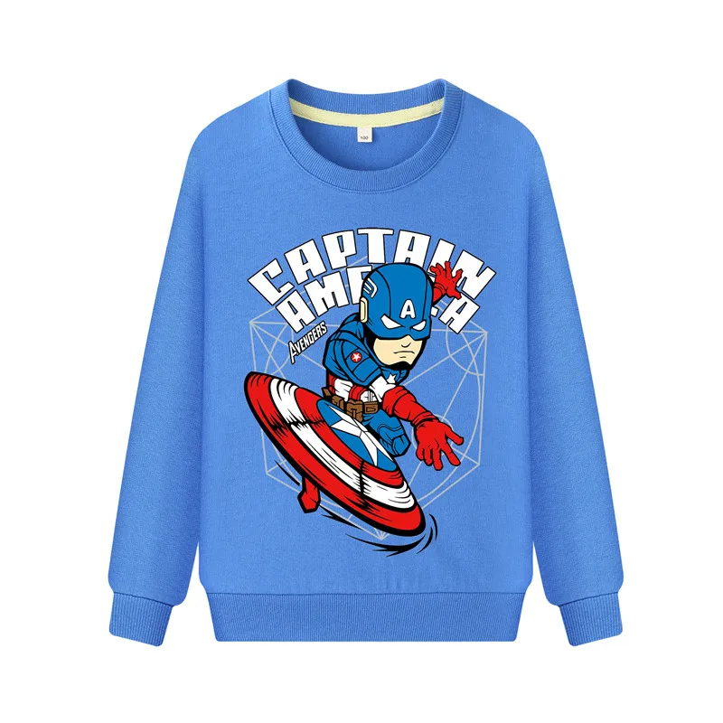Детские весенние толстовки с принтом «Капитан Америка», детские толстовки с длинными рукавами, худи для мальчиков и девочек, пуловер, пальто DZ089