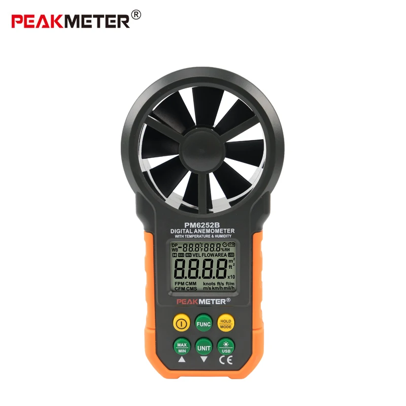 

PEAKMETER Hand held air digital anemometer PM6252A/PM6252B MS6252A MS6252B high precision volume tester wind speed instrument
