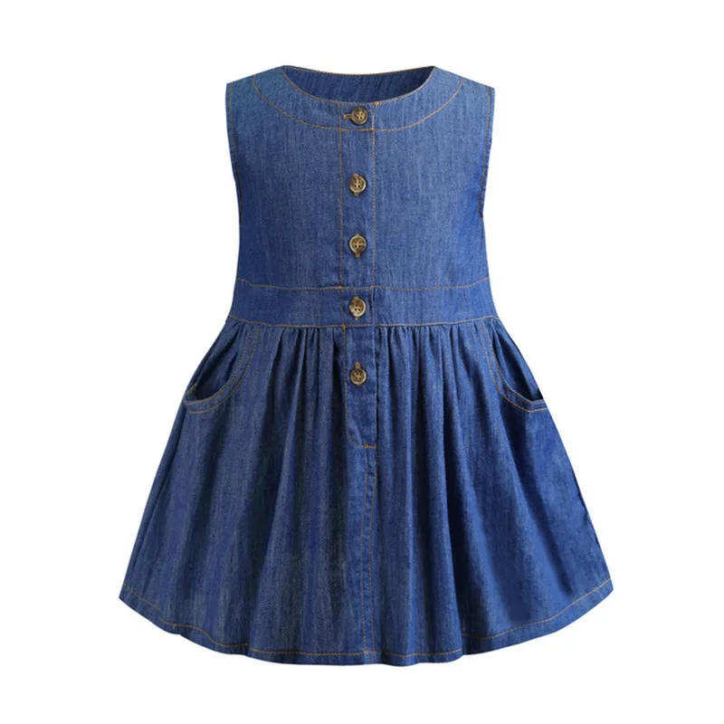 

2019 spring and summer new denim women's dress vest cotton children's dress children's clothing girls wear little girl clothing