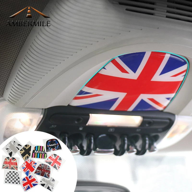 

AMBERMILE 3D Car Interior Roof Reading Light Stickers Covers for Mini Cooper F56 F55 Countryman F60 Accessories Car Styling