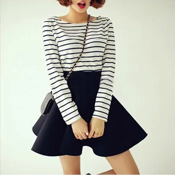 

Plus Size sweet Women skirt 2019 Solid A-Line Preppy style empire waist Skirts High Waist Super Mini Short Skirt