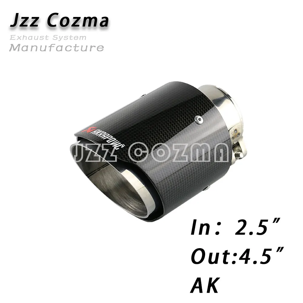 Jzz Cozma 2,2" впускная выхлопная труба для 3,5"/" /4,5" выход из углеродного волокна akrapovic выхлопная труба с выхлопными наконечниками зажим - Цвет: Glass S IN2.5 OUT4.5