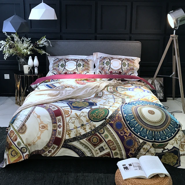 100s egyptian cotton tribute silk bedding set print horse boho duvet egyptian silk sheets