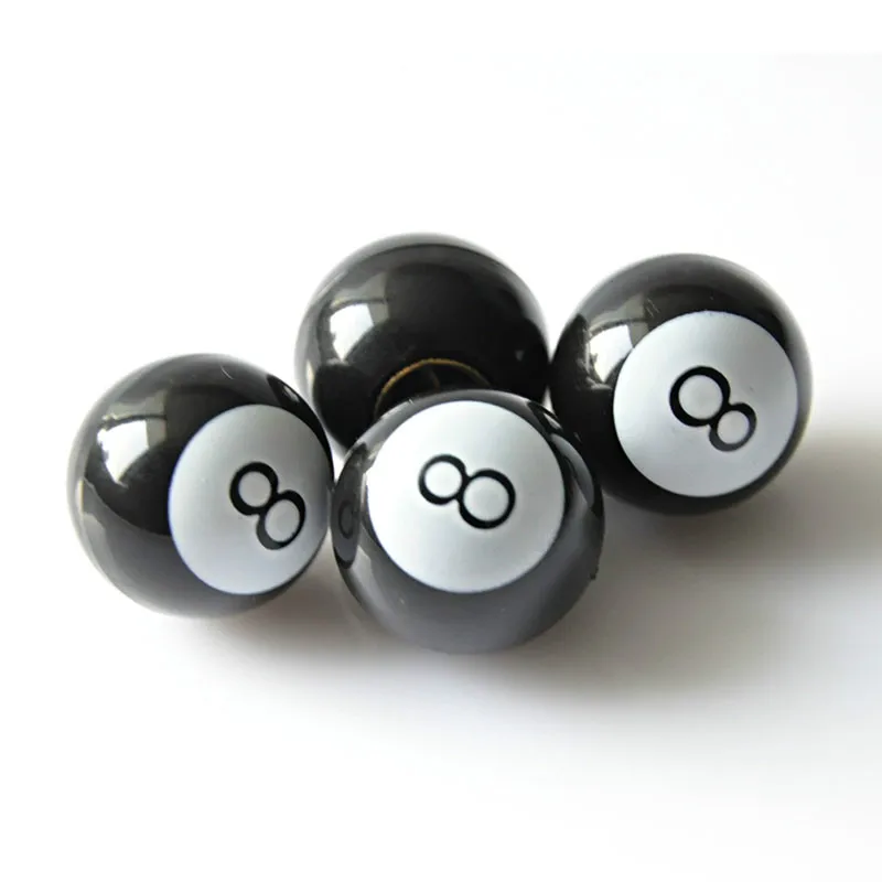 4x колеса автомобиля Шины Valve Кепки черный 8 Ball Дизайн Универсальный шин воздушный