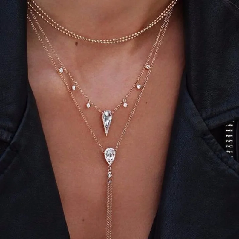 

Multi drop necklace Exaggerated sweater chain for women fashion simple retro pendant necklace Personality Jewelry Accessory 2018