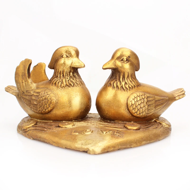 

A copper ornaments Yuanyang family help feeling safe evilroomcraft Art Statue Home decoration