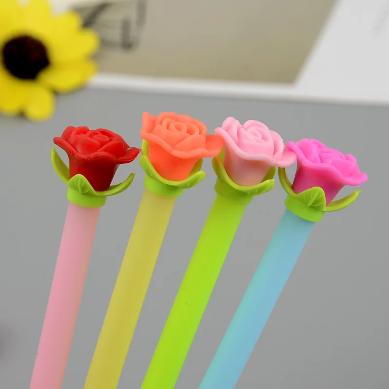 Rose Flower Shape Colorful Gel Pens Writing Supplies School Stationery Office Supplies Party