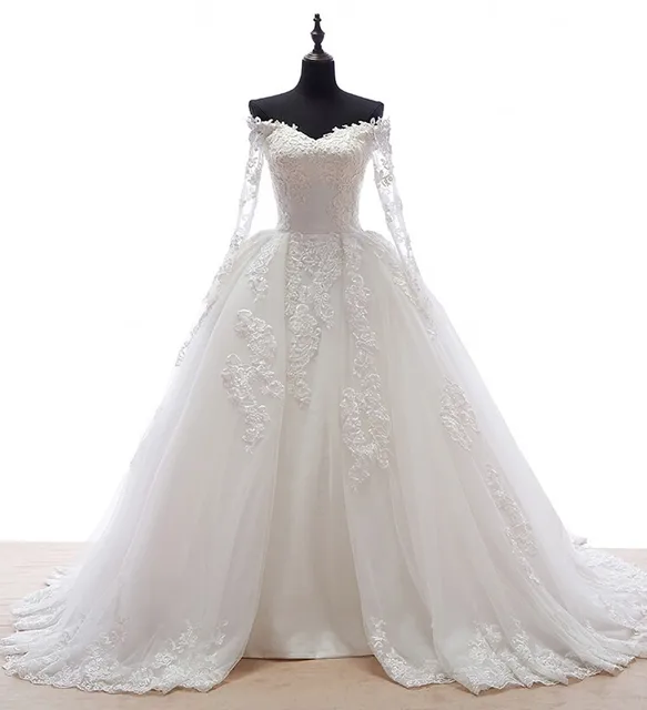 diseño original largo vestido de novia con mangas de dos piezas robe