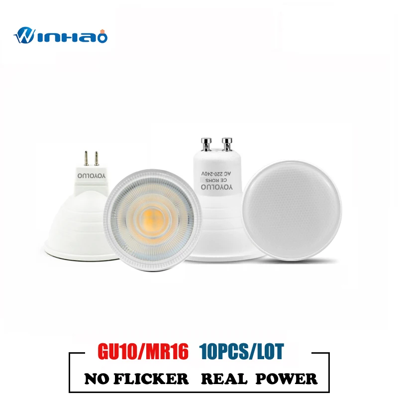 

[YOYOLUO]10pcs/Lot LED Light Bulb Spotlight GU10 MR16 6W 220V COB Chip Beam Angle 24 120degree Spotlight LED Lamp For Table Lamp