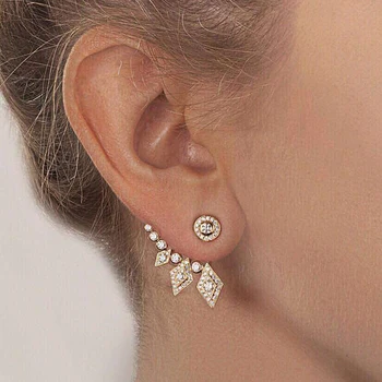 

HIBRID New Like Front Back 2 in 1 Ear Brincos AAA Cubic Zircon Stud Earrings Fashion Women Jewelry Wedding Gift E-667
