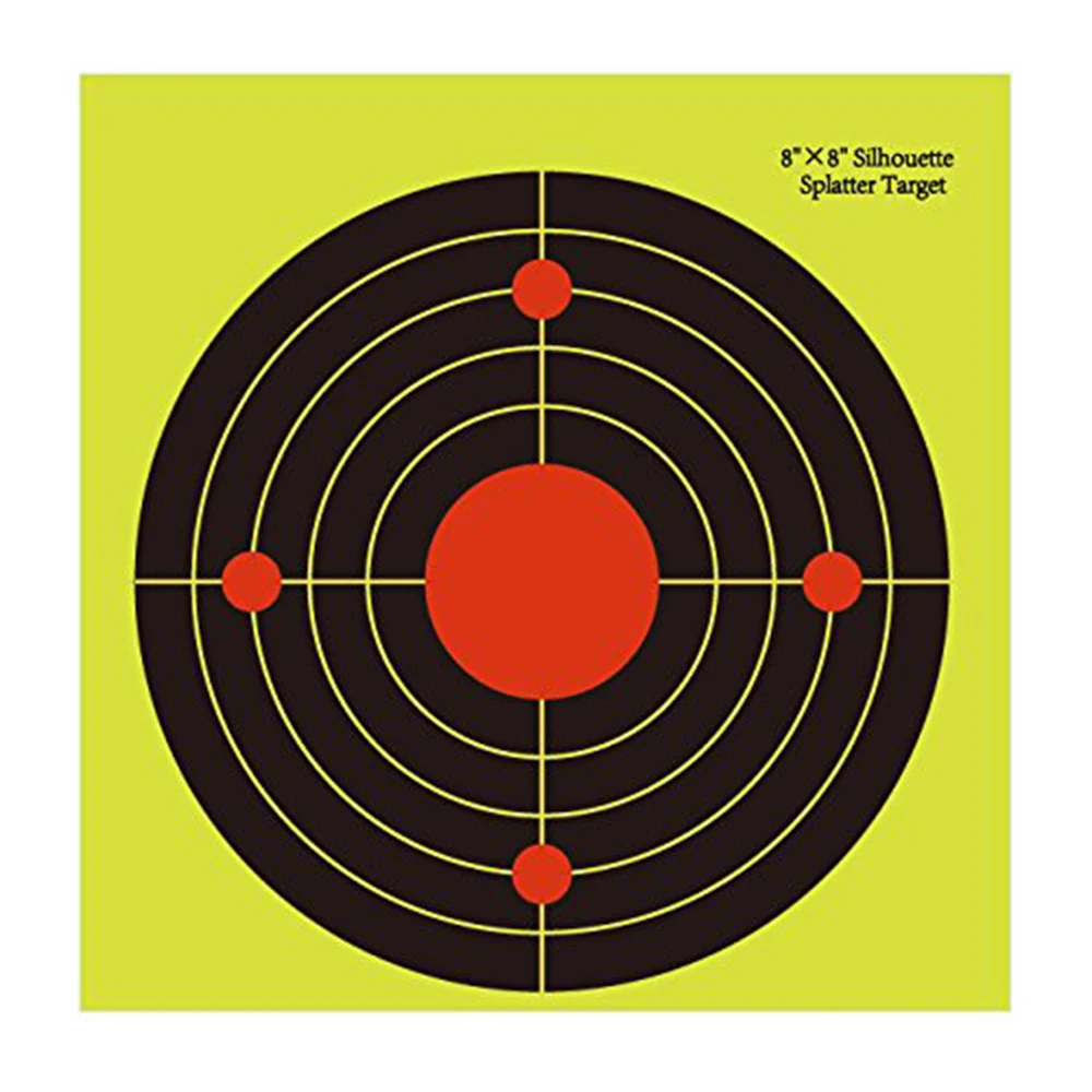

100 pack 8" Splatter Shooting Targets Instantly See Your Shots Burst Bright Fluorescent yellow Upon Impact great for all firearm