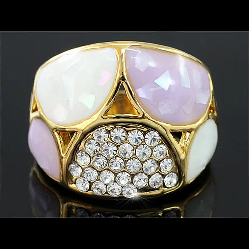 

Peacock Star Purple, Pink Ceramic Ring use Austrian Crystal CSR174