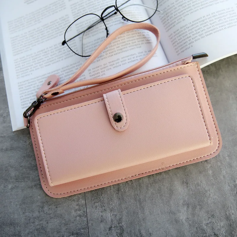 Pink Женский Длинный кошелек, кожаный женский кошелек и кошелек, дизайнерские женские вечерние клатчи, Женский держатель для карт, Carteras Y Bolsos De Mujer - Цвет: Pink