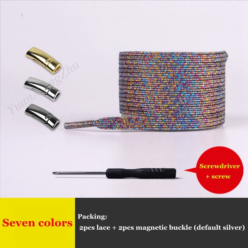 1 пара новых магнитных эластичных фиксирующих шнурков специальный креативный 1 Второй без галстука шнурки для детей и взрослых шнурки для кроссовок - Цвет: Seven colors
