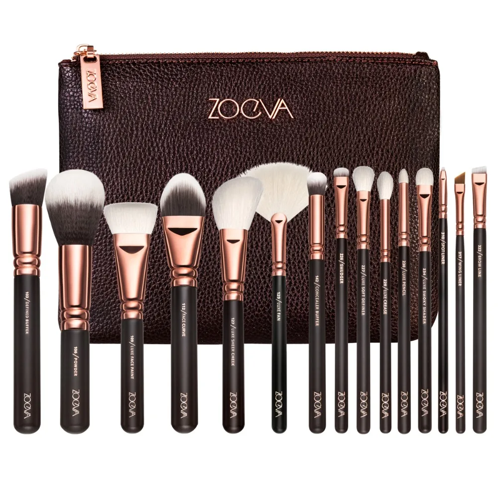 NEW ARRIVAL ZOEVA  15 PCS ROSE GOLDEN COMPLETE MAKEUP BRUSH SET