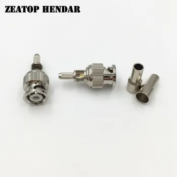 

50Pcs Brass Mini BNC Male Plug Window Crimp Solder for LMR100 RG316 RG174 RG178 Cable RF Coax Radio Straight Adapter Connector