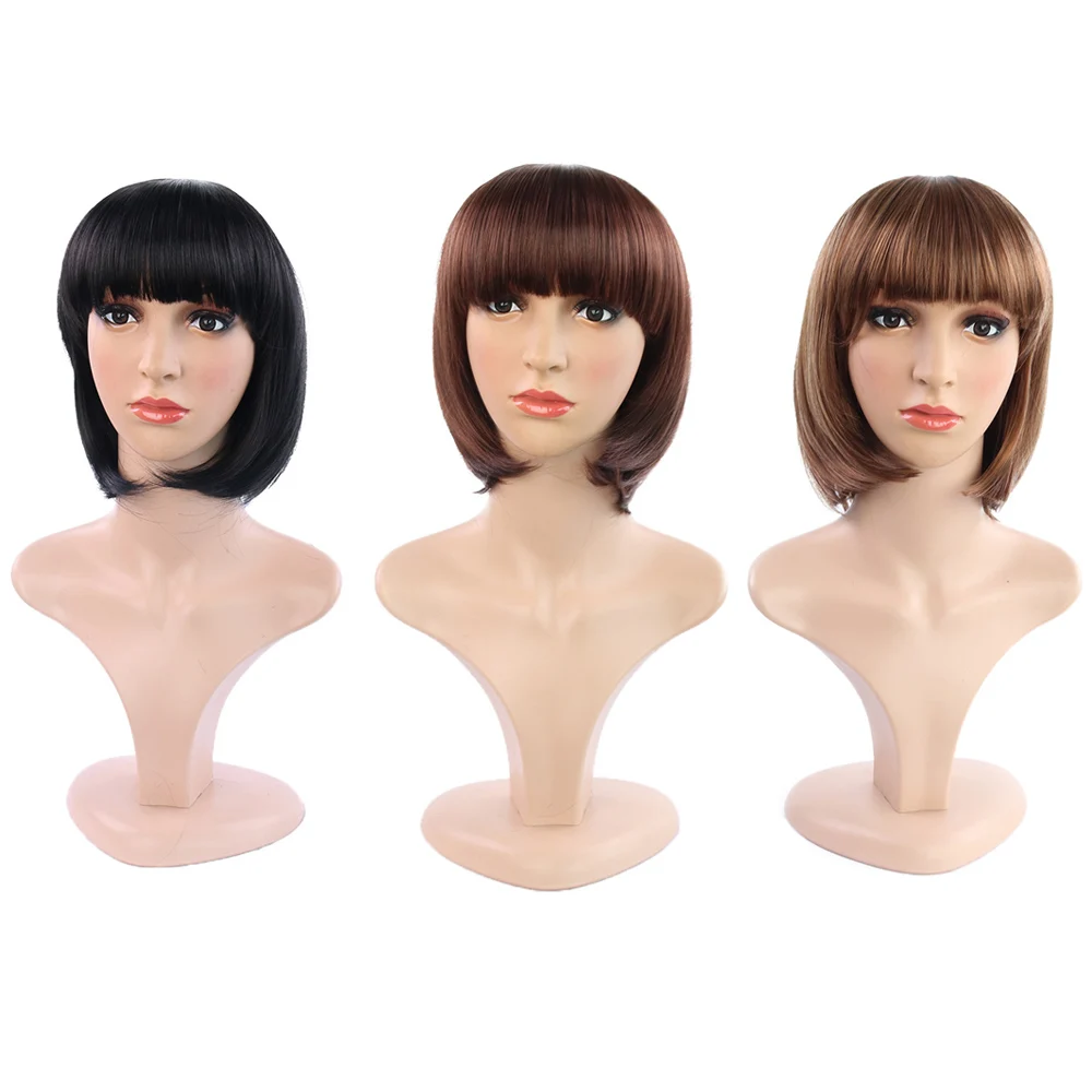 Цветные модные женские вечерние парики BOBO head прямые короткие для косплея