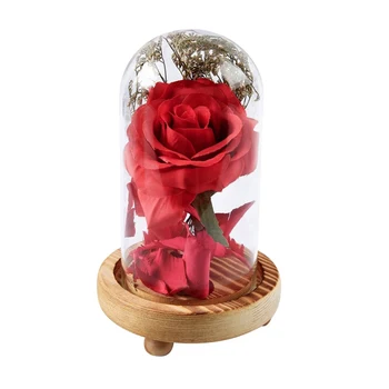 

Ornaments Glass Christmas Valentine's Day Gift Glass Cover Artificial Rose Birthday Gift Home Decoration