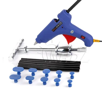 

WHDZ Aluminum Slide Hammer 10pcs Plastic Glue Tabs Hot Melt Glue Gun Heat Gun 5pcs Glue Sticks PDR Repair Toos Kit