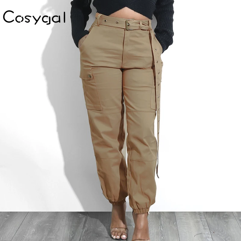 COSYGA, летние свободные штаны, повседневные штаны с высокой талией, узкие брюки с карманами, офисные длинные брюки, женские брюки