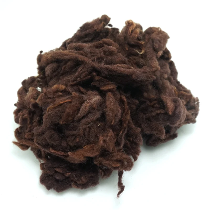 Felting Wool Fibre Peru alpaca Curly Fiber for Wool Felt Coffee 50g Needle Felting for Poodle/Bichon and Sheep