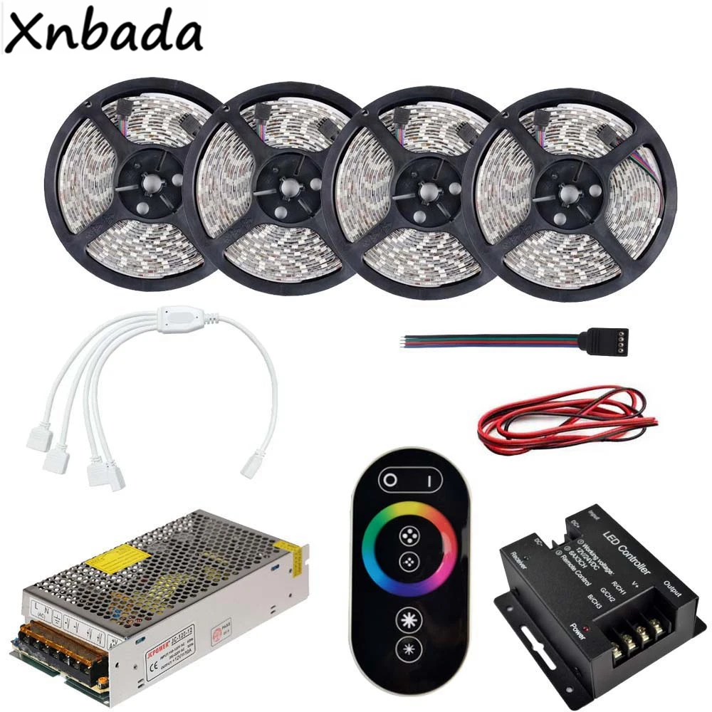 

2835SMD 60Leds/m RGB Led Strip Light With Touch Remote RGB Led Controller Power Supply Kit 5M 10M 15M 20M