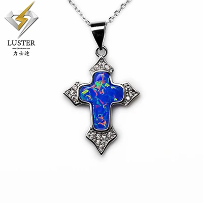 00 cross 10K gold white gold plating opal (1)