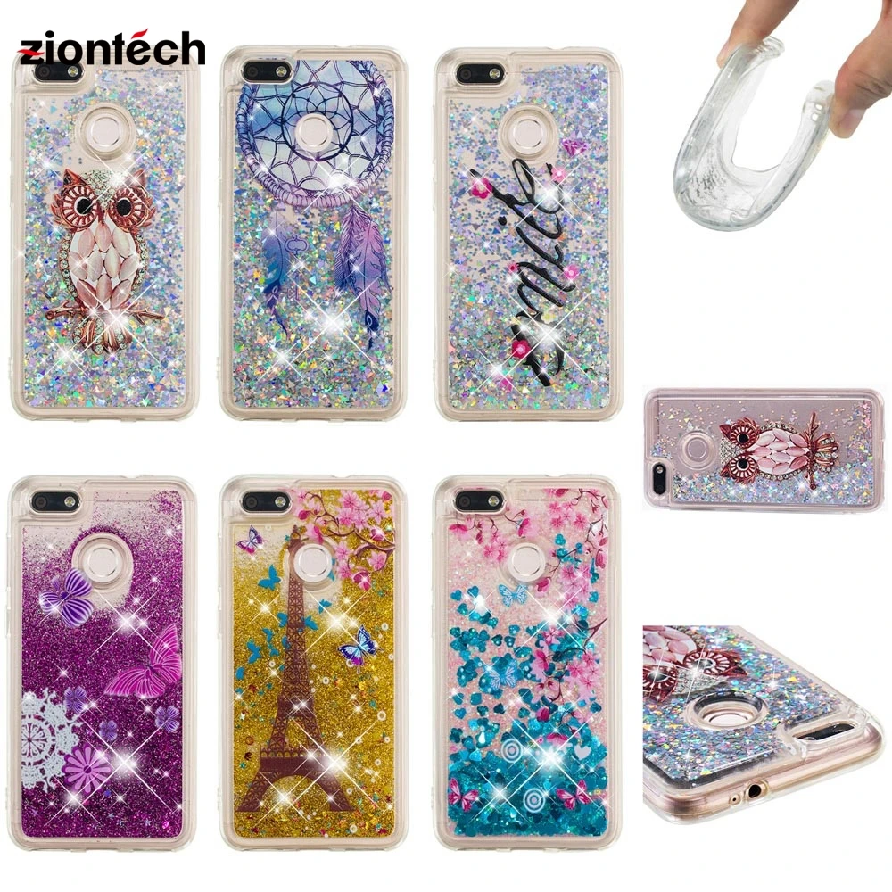 

Soaptree Phone Case For Huawei Nova Lite 2017 Y6 Pro 2017 P9 lite mini Enjoy 7 5.0 inch Glitter Liquid Soft TPU Cover
