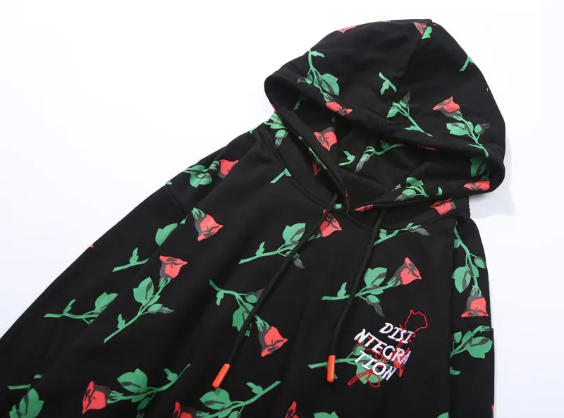 Red Rose Full Printed Embroidery Letters Hoodies 3