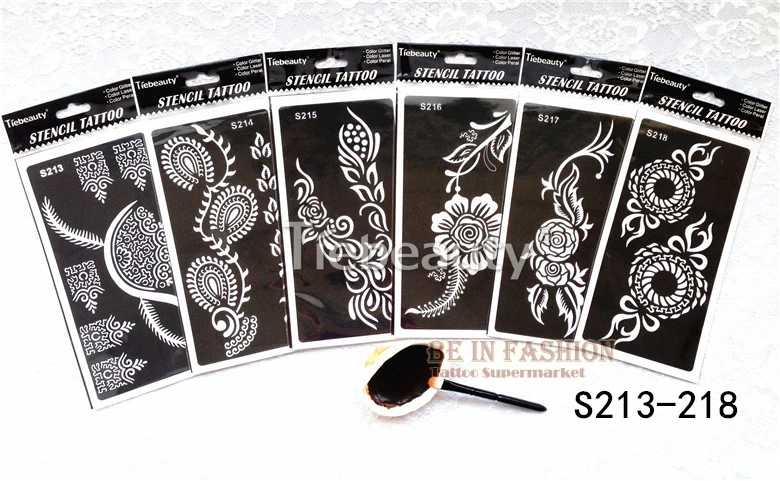 

6pcs/lot Popular lots of patterns Temporary Tatto stencils for painting/Template Henna tattoo hands/feet Painting Kit sexy girl