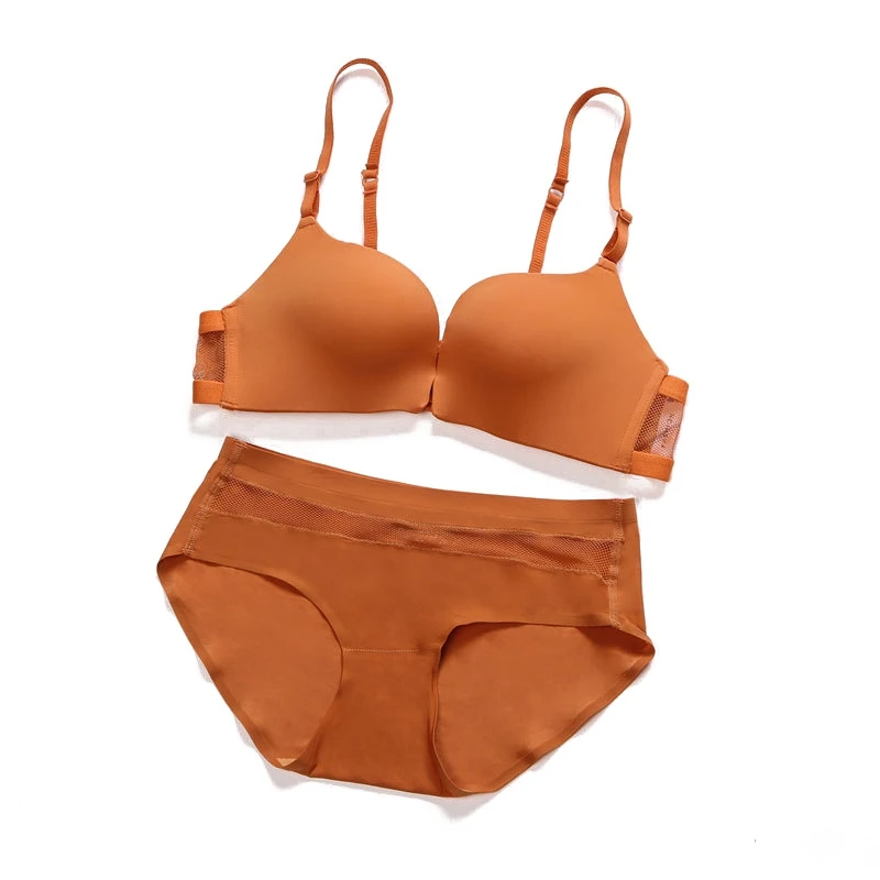 

2019 Front Clousure Bras Sets Women Sexy Lingerie Push Up Brief Sets Ladies Wireless Brassiere Seamless Underwear Sets Soild