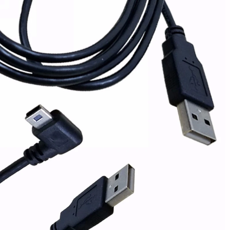 1 шт. USB 2,0 A штекер для мини 5 Pin Левый Угловой 90 штекер 90 градусов кабель для передачи данных 1,5 м/5 футов 3 м/10 футов черный