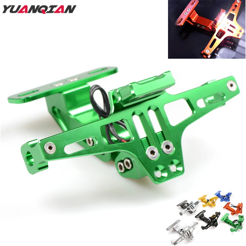 Universal Aluminum Adjustable Moto Motorcycle License Plate Bracket Holder For Yamaha Kawasaki Honda Suzuki BMW Harley Touring