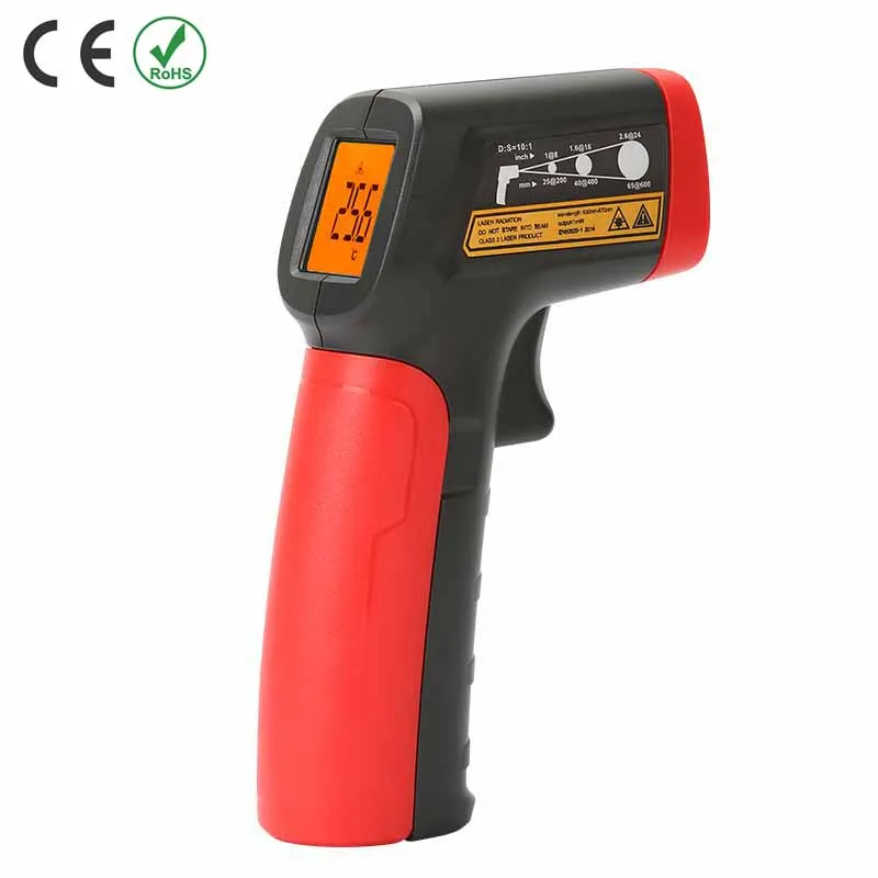 

UNI-T UT300A+Handheld Non-contact IR Infrared Thermometer LCD Laser Pyrometer Surface Temperature Meter C F Backlight -20~400C