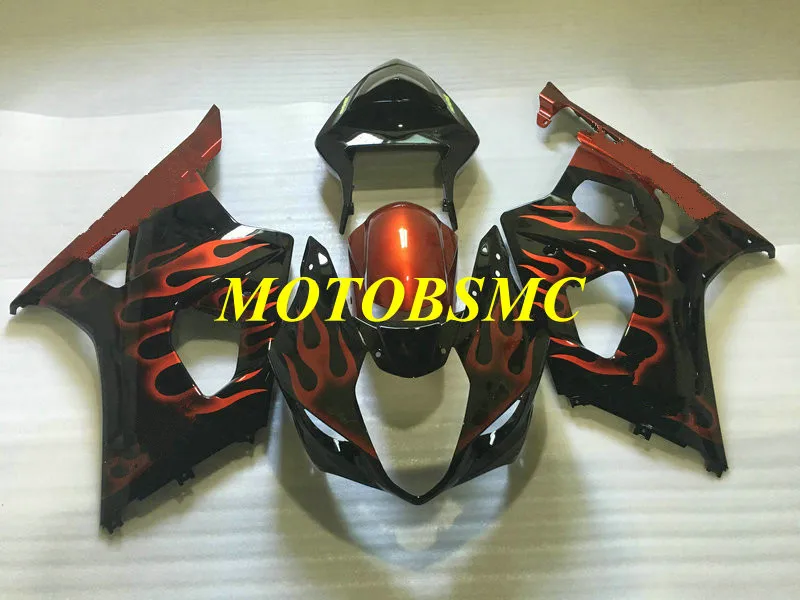 Набор обтекателей для литья под давлением GSXR1000 K3 03 04 GSXR 1000 2003 2004 ABS Red flames black