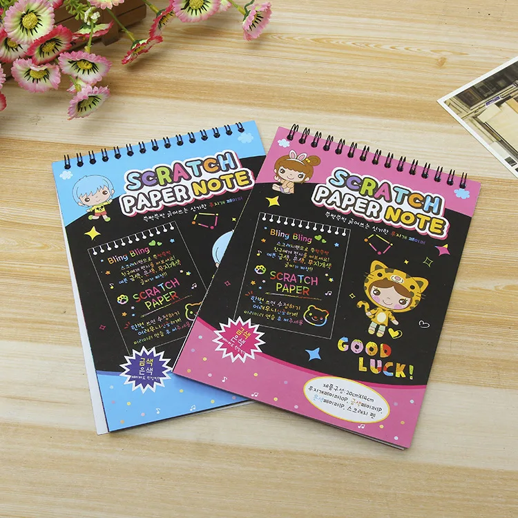 

Factory wholesale scratch painting graffiti manual DIY scraping paper puzzle toy magic scratch painting send bamboo pen