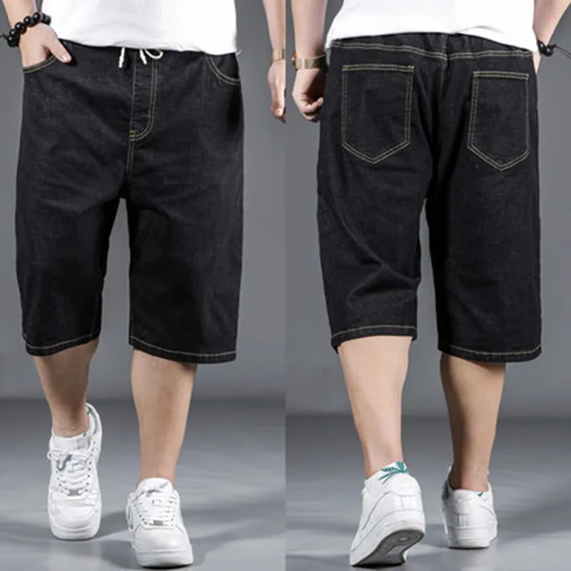 

2019 Summer Plus Size Mens Denim Shorts Large-sized XXL-7XL Loose Casual Shorts Elastic Waist Casual Jeans A177