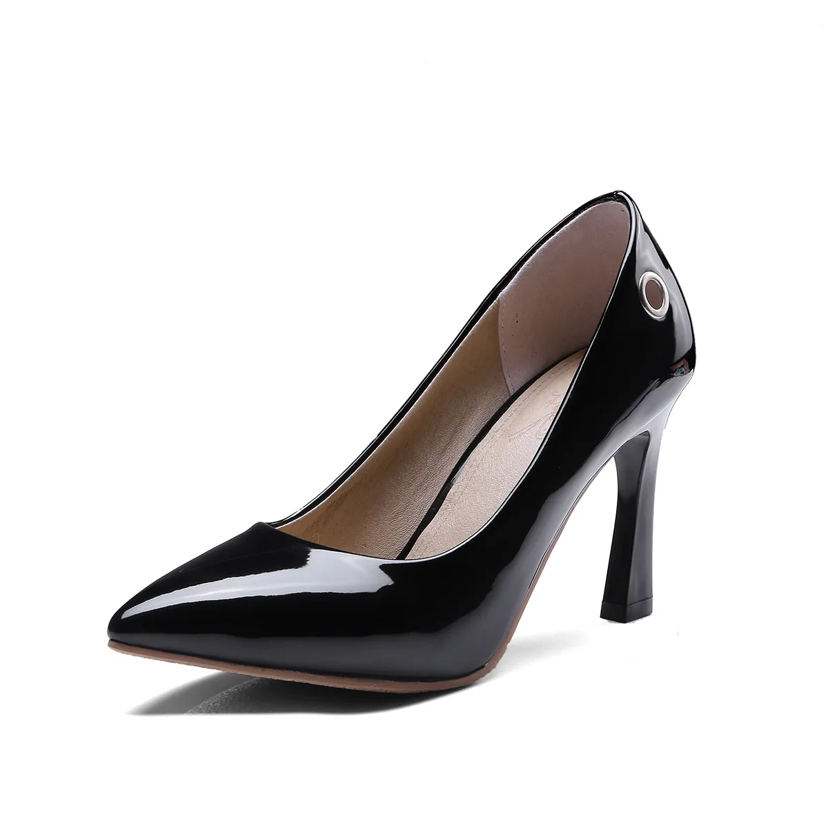 Spring shallow mouth pointed shoes ankle strap 40 two wear the bride documentary shoes high tide 18316-48 - Цвет: Черный
