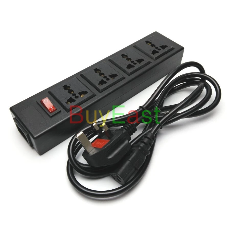 Дешево Великобритания Plug 4 способов Multi удлинитель Мощность полосы конвертировать мир подключить с светодиодный главный выключатель AC100 ~ 250 В max 13A