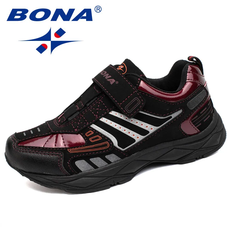 BONA/Новинка; Модная стильная детская повседневная обувь; обувь для мальчиков на липучке; кроссовки для бега; Удобный светильник; - Цвет: RED