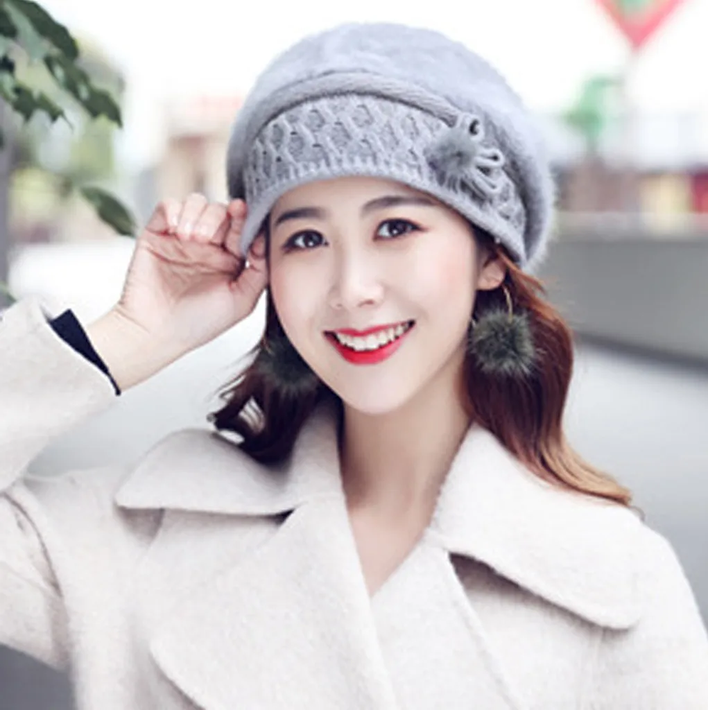 Trendy Wool Beret Warm Soft Bow All Match French Beret Retro Elegant Cap Hat for Women